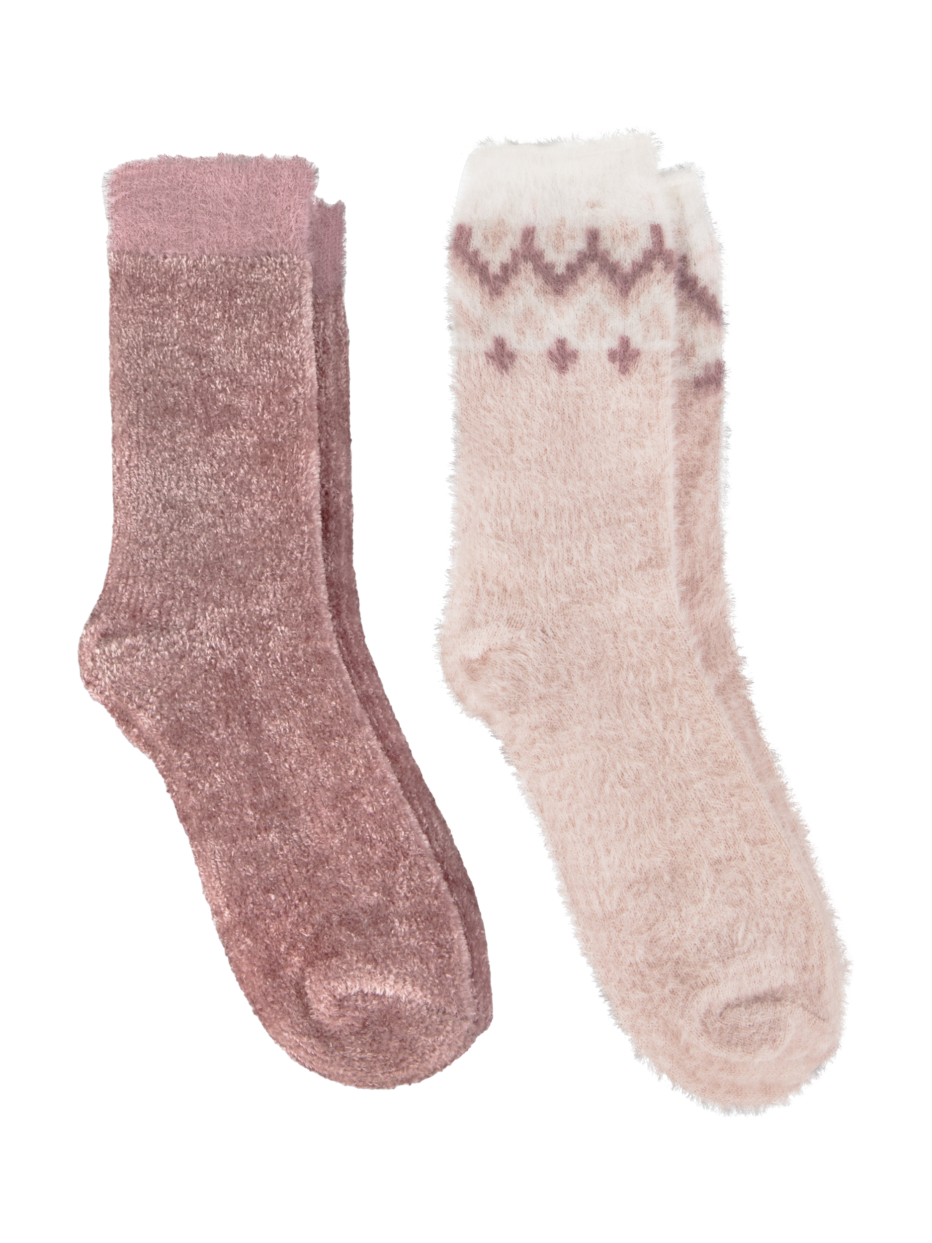 Product image 1 of 7, which shows totes Fair Isle Chenille Bed Socks, Fairisledusky Pink, One Size