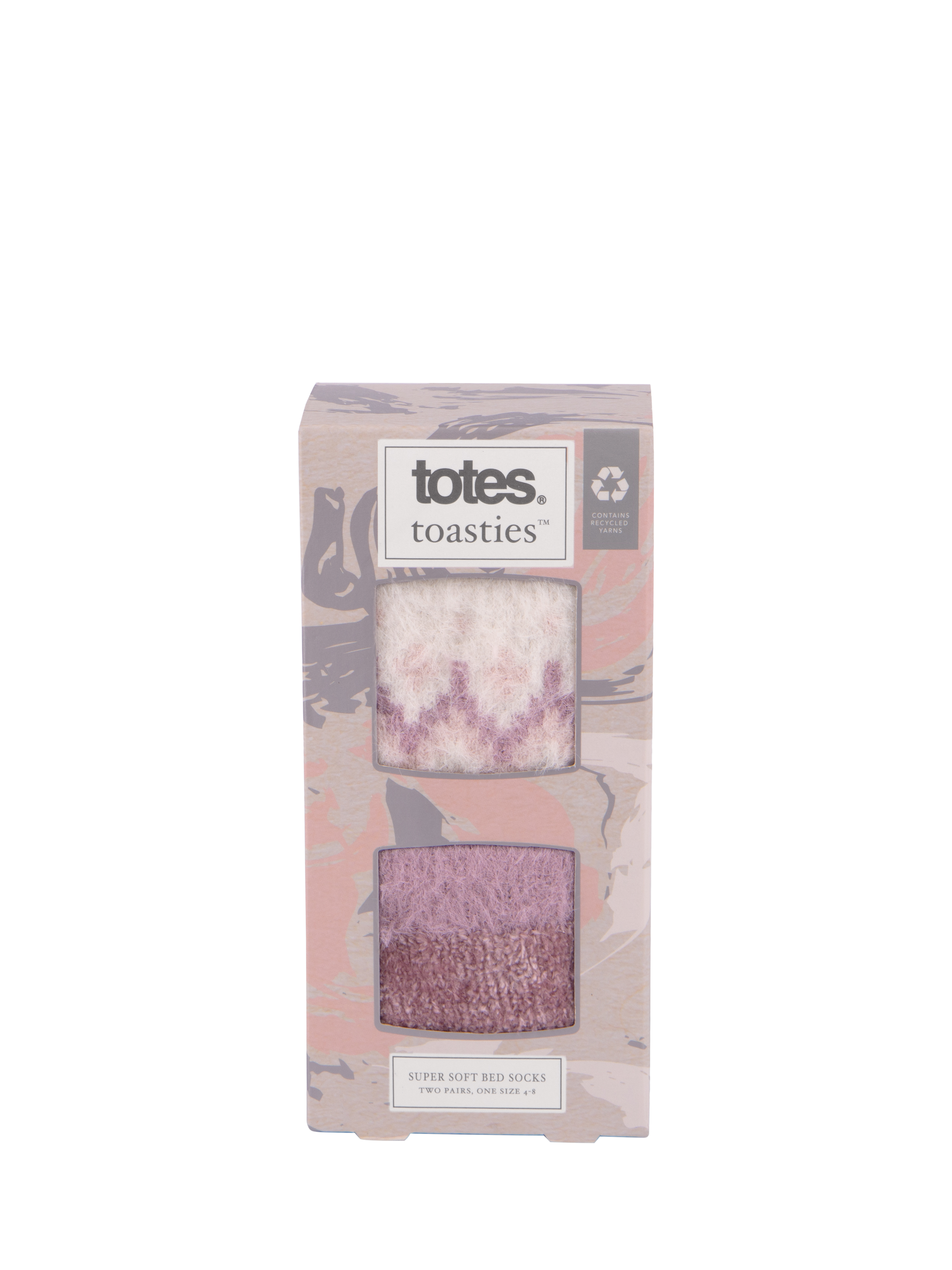 Product image 7 of 7, which shows totes Fair Isle Chenille Bed Socks, Fairisledusky Pink, One Size