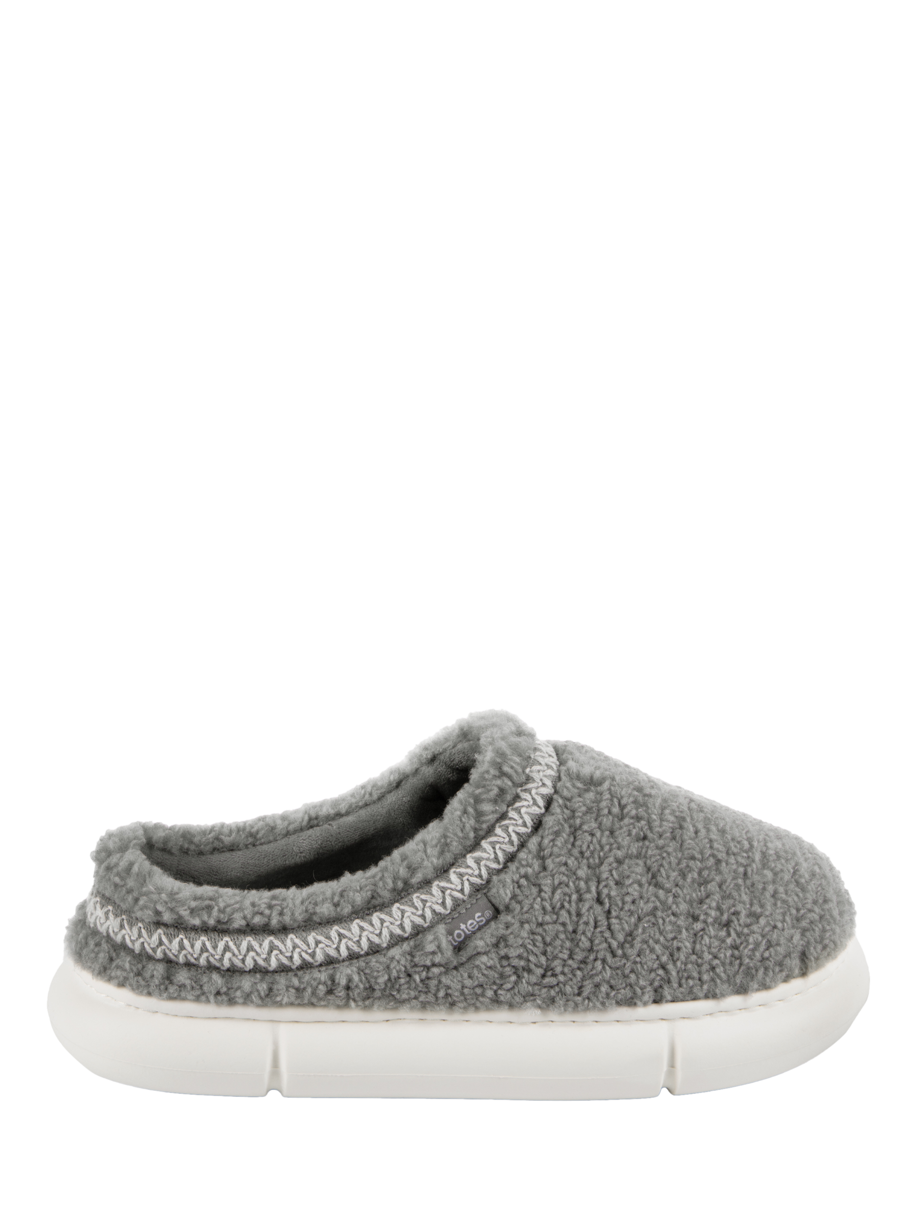 Product image 1 of 7, which shows totes Borg Chunky Swept Back Mule Slippers, Grey, 4