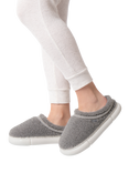 totes Borg Chunky Swept Back Mule Slippers, Grey