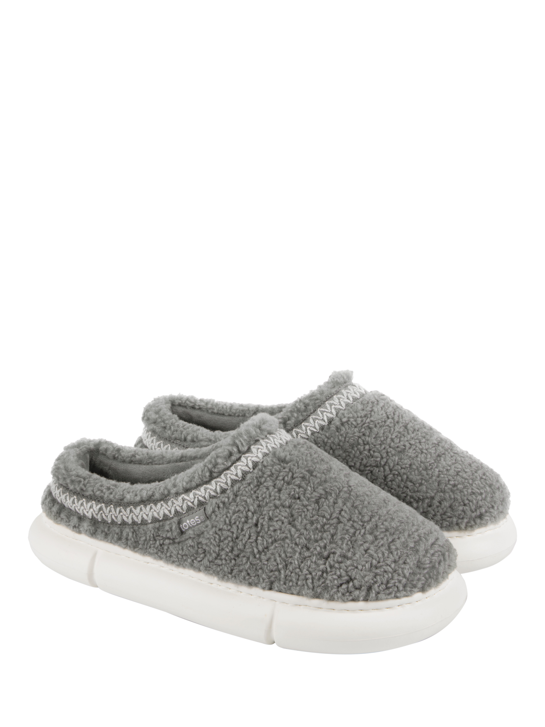 Product image 3 of 7, which shows totes Borg Chunky Swept Back Mule Slippers, Grey, 4