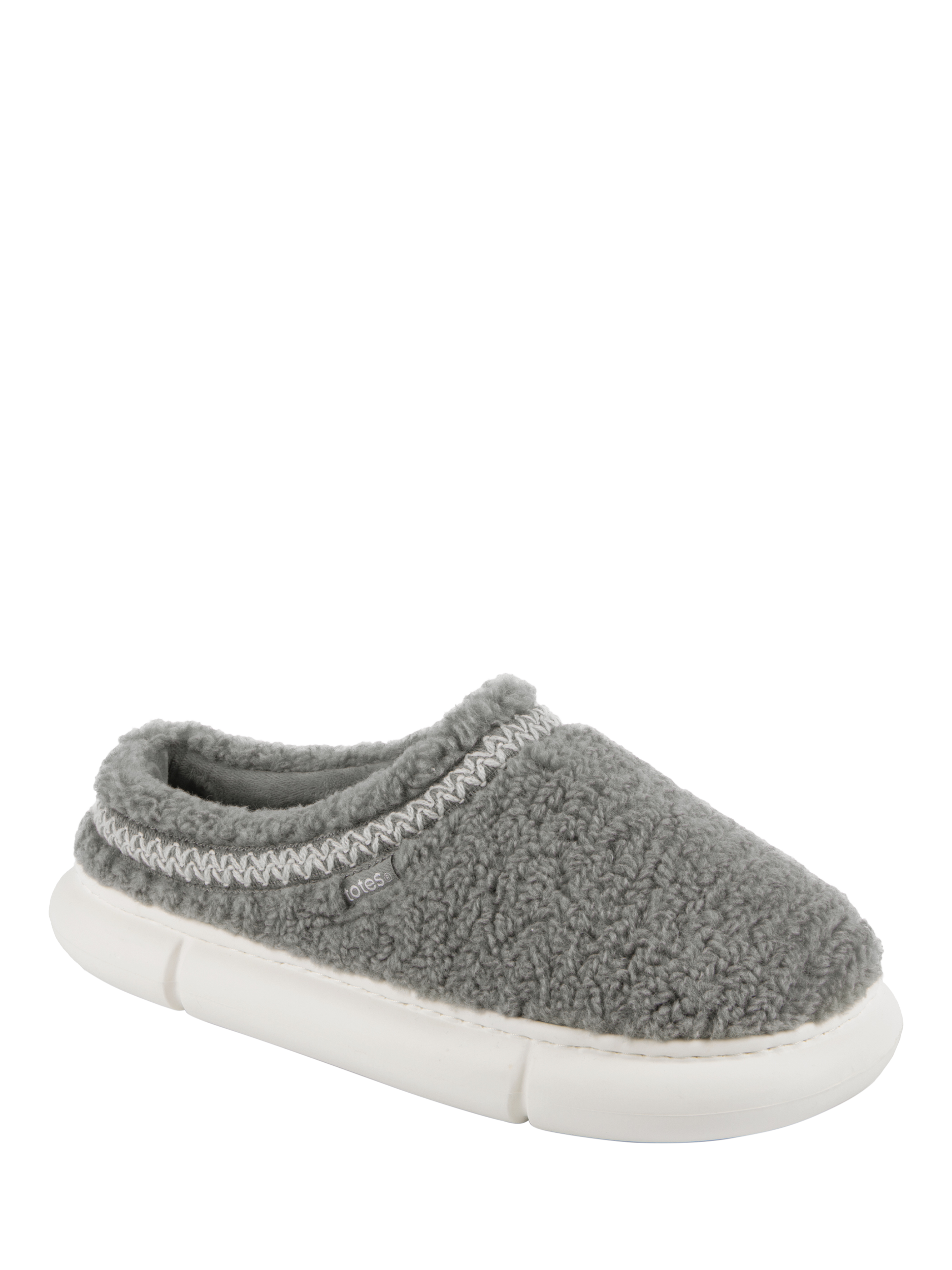 Product image 4 of 7, which shows totes Borg Chunky Swept Back Mule Slippers, Grey, 4