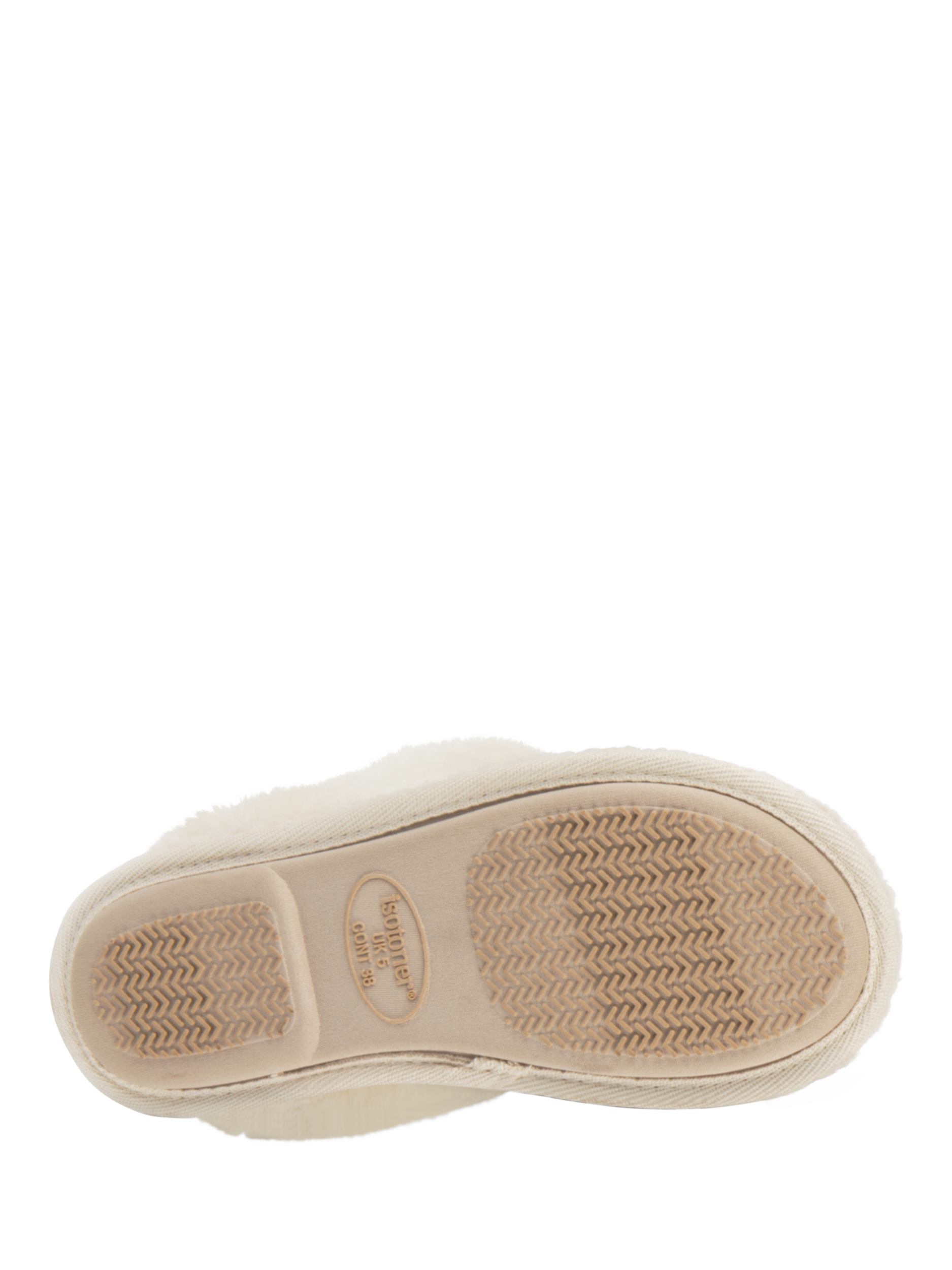 Product image 6 of 7, which shows totes Women's Borg Faux Fur Cuff Boot Slippers, Cream, 4