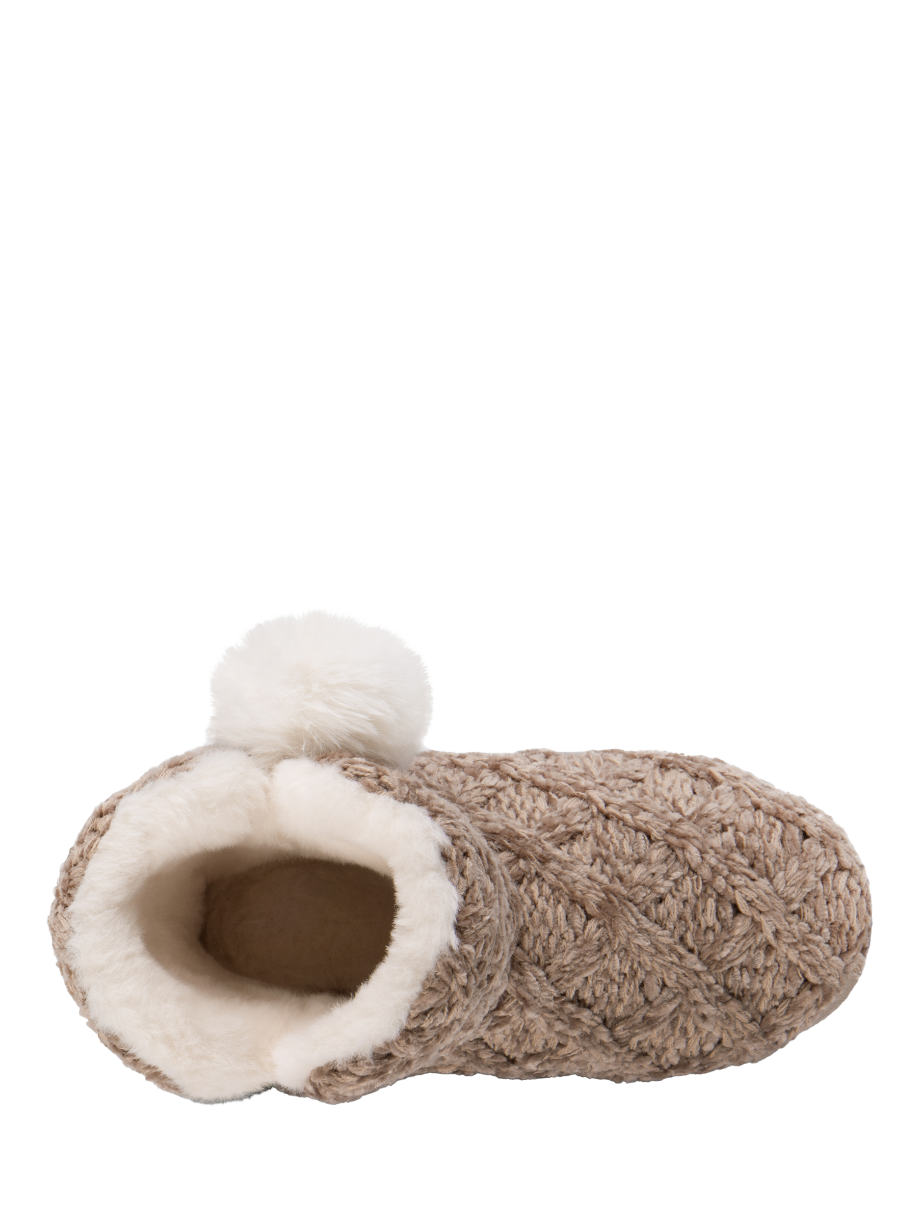 Product image 5 of 8, which shows totes Cable Knit Bootie Slippers, Brown, 3-4