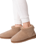 totes Curly Faux Fur Boot Slippers, Beige