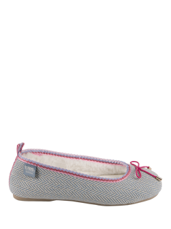 totes Isotoner Women's Herringbone Ballet Slippers, Grey, Grey