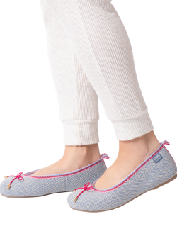 totes Isotoner Women's Herringbone Ballet Slippers, Grey - view 2, Grey