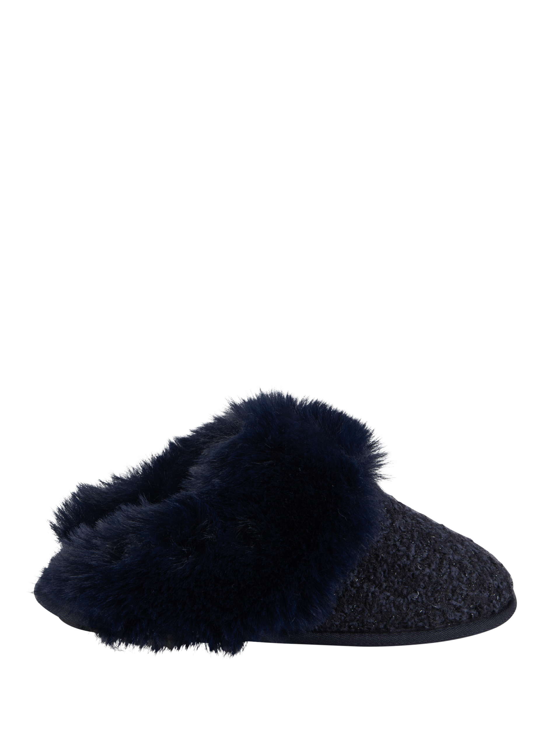 totes Textured Faux Fur Slippers, Navy, 3-4