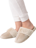 totes Velour Mule Slippers, Taupe