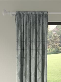 John Lewis Woven Geometric Slot Top Voile Panel, Grey, Grey