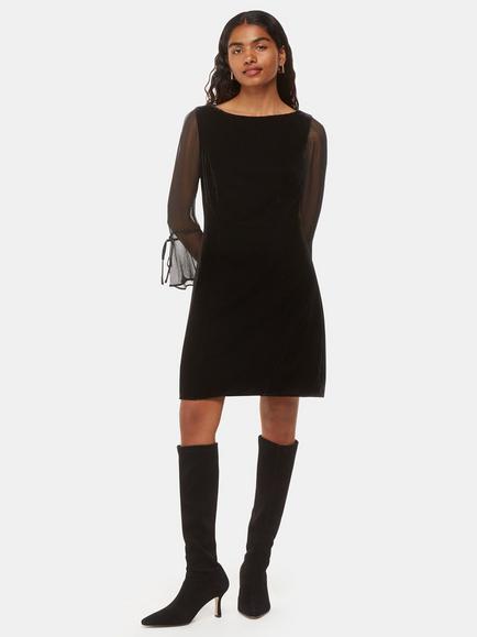 Whistles Petite Myla Velvet Dress, Black, Black