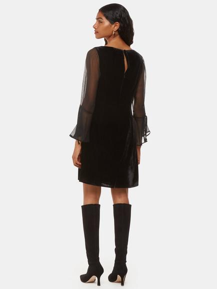 Whistles Petite Myla Velvet Dress, Black - view 2, Black