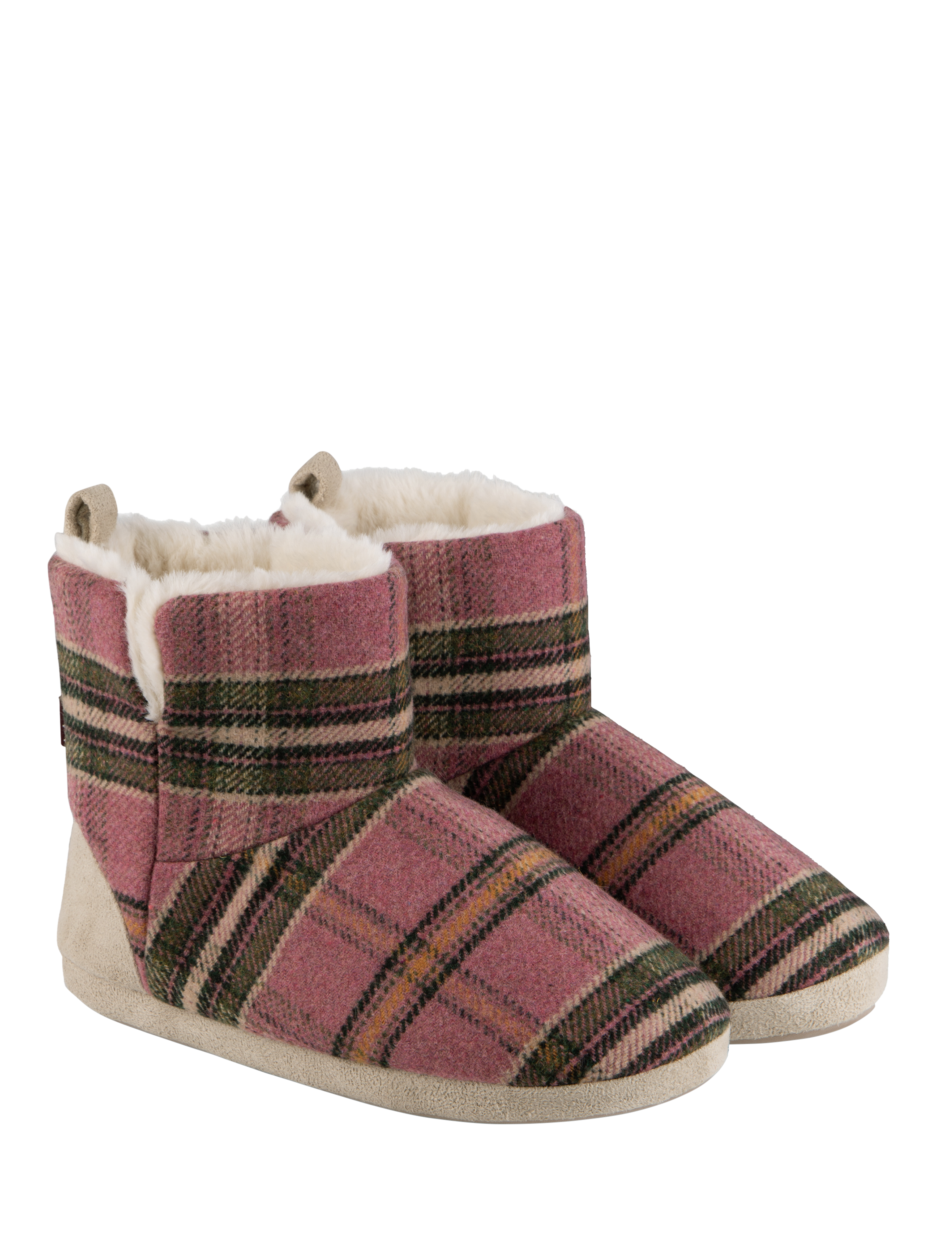Product image 3 of 8, which shows totes Tartan Boot Slippers, Pink/Multi, 3-4