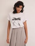 Mint Velvet Bow Motif T-Shirt, White