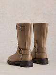 White Stuff Bobbie Leather Biker Boots, Beige