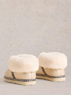 White Stuff Suede Shearling Slipper Boots - view 2, Cream/Multi
