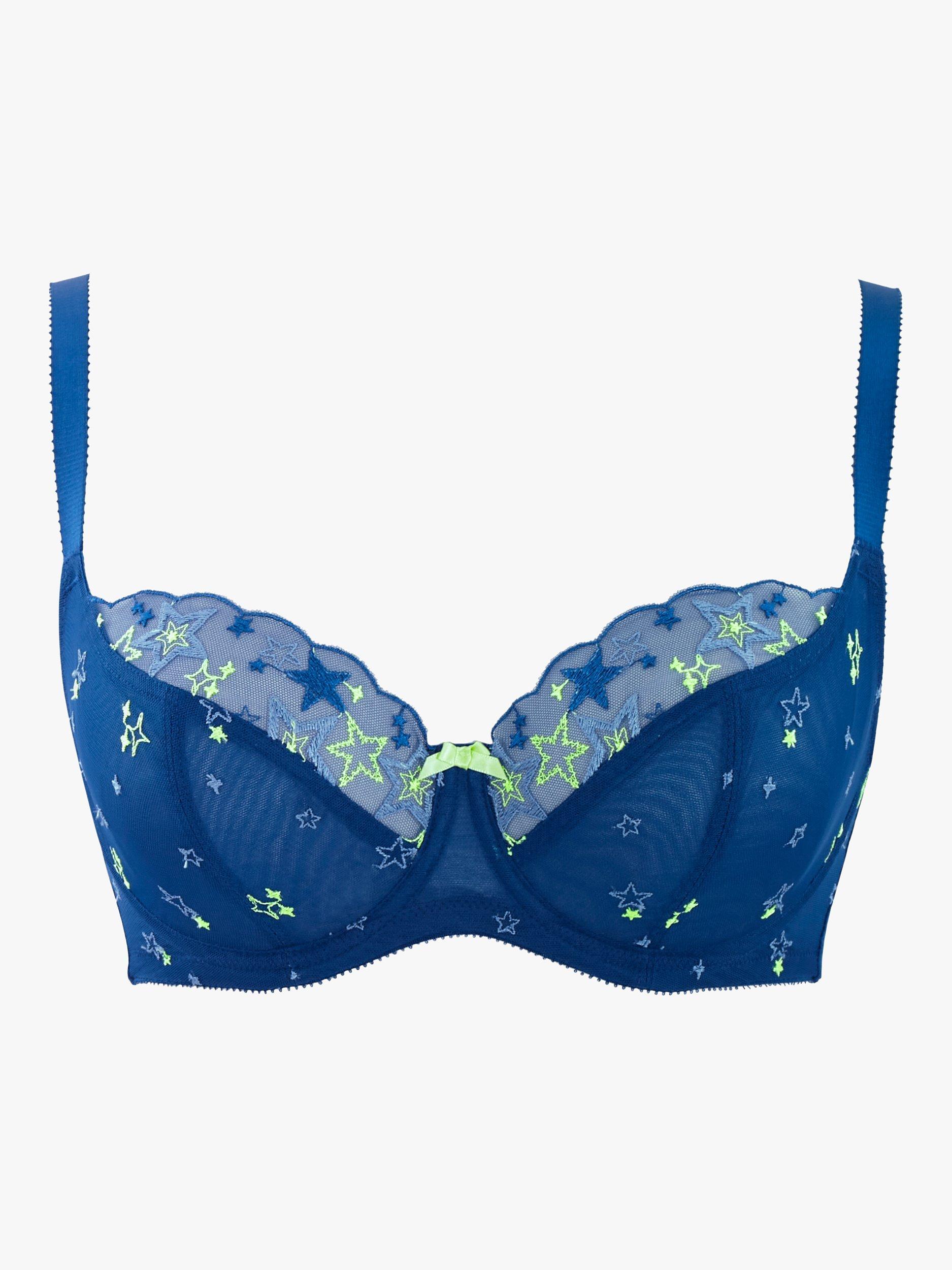Product image 3 of 6, which shows Panache Blossom Wired Star Print Blacony Bra, Celeste, 28E