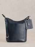 White Stuff Fern Leather Crossbody Bag, Navy