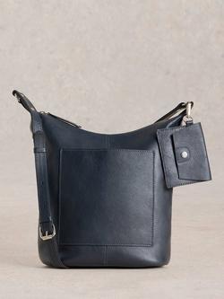 White Stuff Fern Leather Crossbody Bag, Navy, Navy