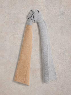 White Stuff Poppy Colour Block Scarf, Grey/Peach, Grey/Peach