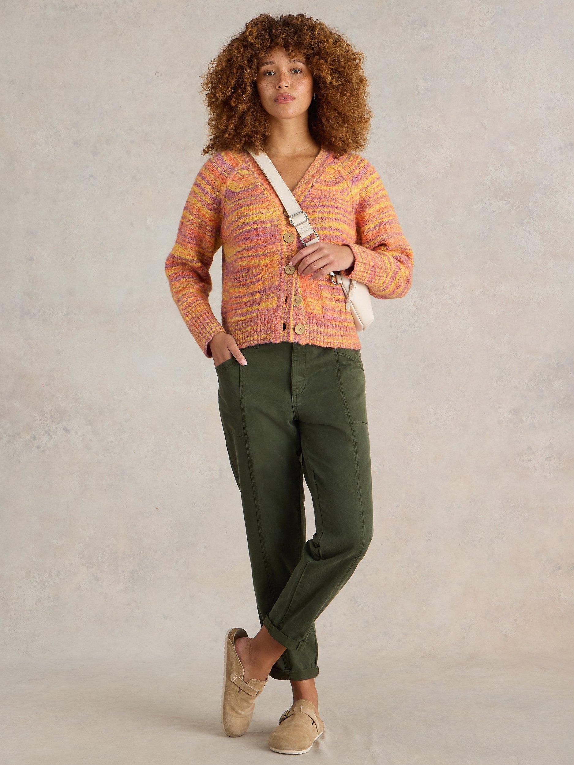 White Stuff Cindy Space Dye Cardigan, Orange/Multi