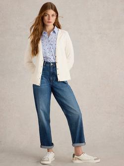 White Stuff Naria Linen Blend V-Neck Cardigan, Ivory