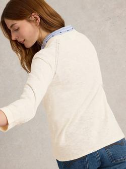 White Stuff Naria Linen Blend V-Neck Cardigan - view 2, Ivory