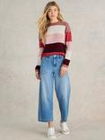 White Stuff Colour Block Stripe Merino Wool Jumper, Plum/Multi