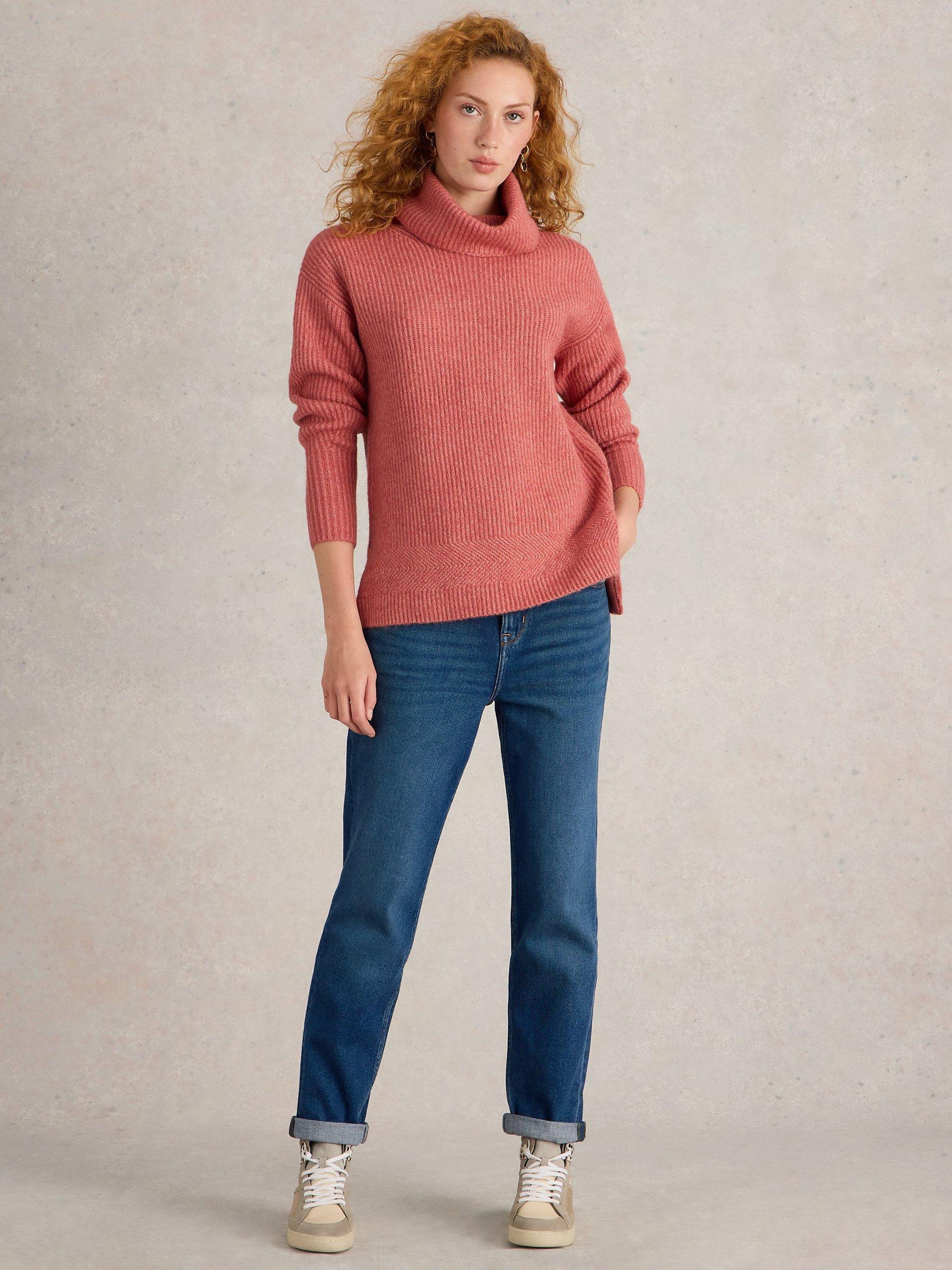 White Stuff Lovely Roll Neck Wool Blend Jumper, Dusty Pink