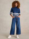 White Stuff Roll Stripe Merino Wool Jumper, Blue/Multi