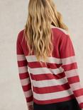 White Stuff Stripe V-Neck Merino Wool Jumper, Plum/Multi