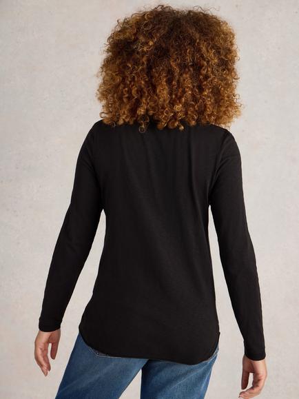 White Stuff Clara Long Sleeve Top, Black - view 2, Black