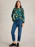 White Stuff Clara Abstract Long Sleeve Top, Green/Multi