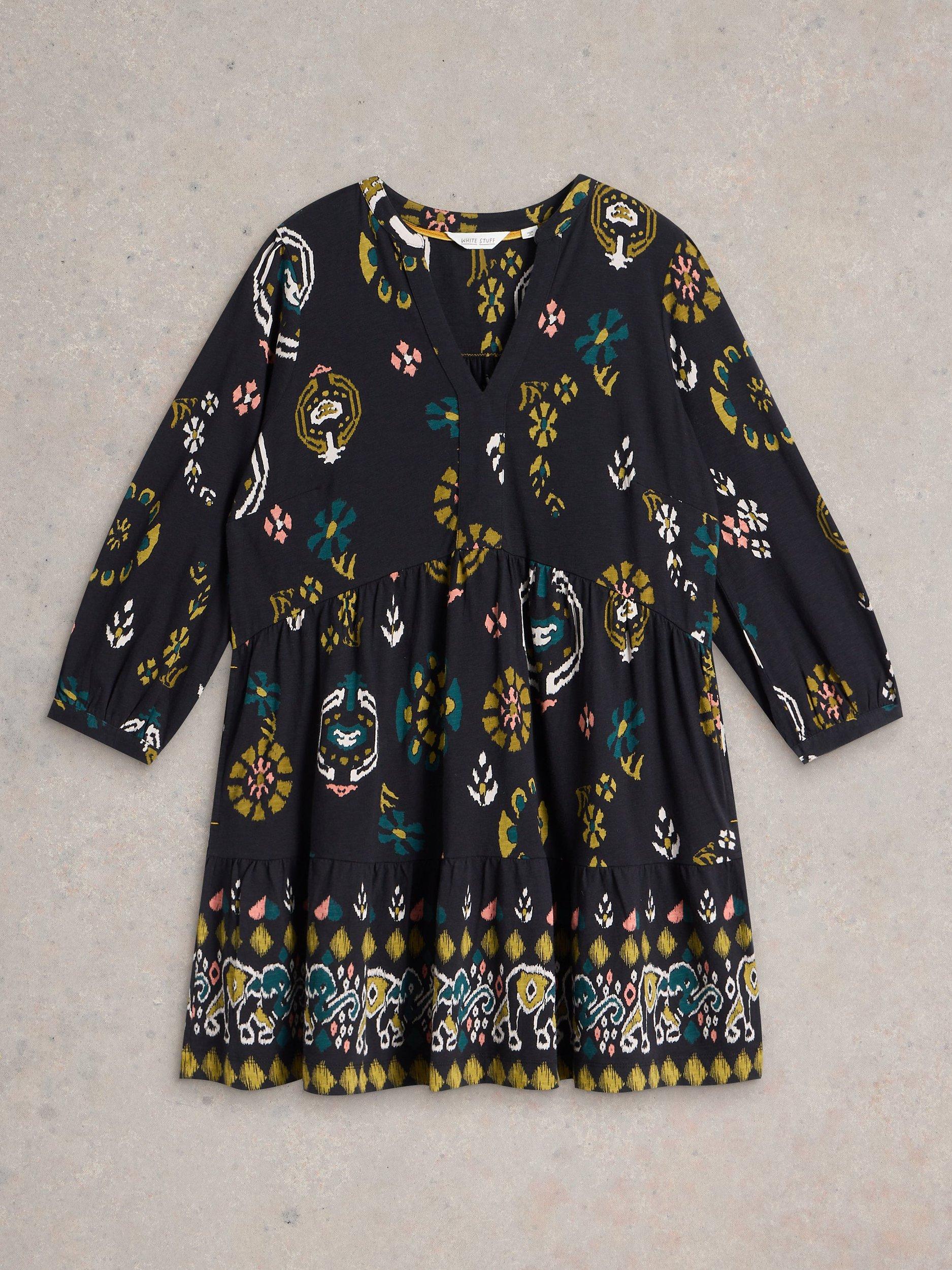 Product image 5 of 6, which shows White Stuff Marta Floral Tunic Top, Black/Multi, 6