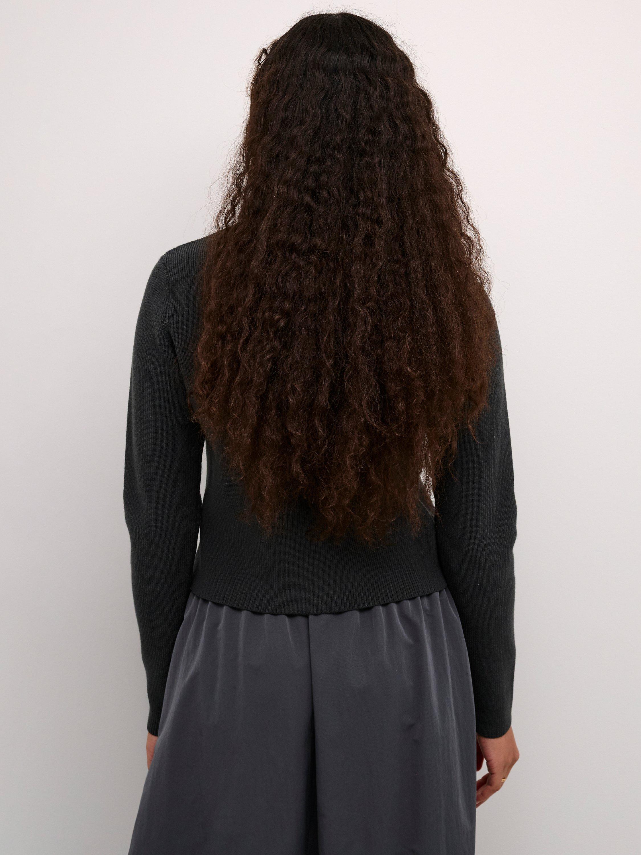 Product image 2 of 5, which shows KAFFE Amy Slim Fit Cardigan, Black Oyster, XS