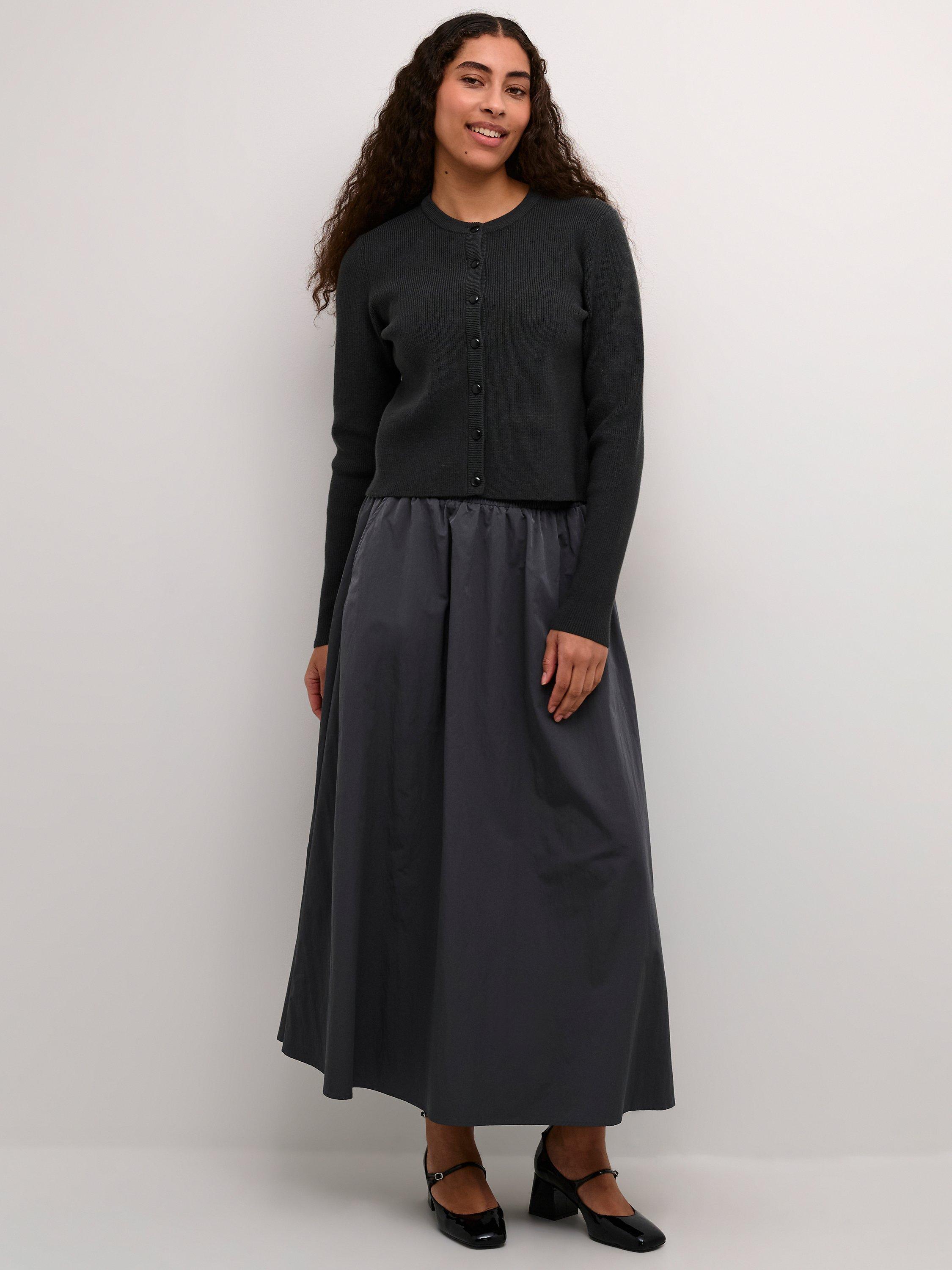 Product image 3 of 5, which shows KAFFE Amy Slim Fit Cardigan, Black Oyster, XS