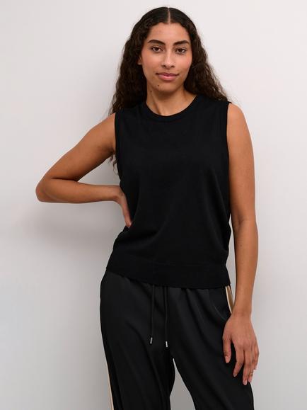 KAFFE Lizza Sleeveless Knit Top, Black Deep, Black Deep