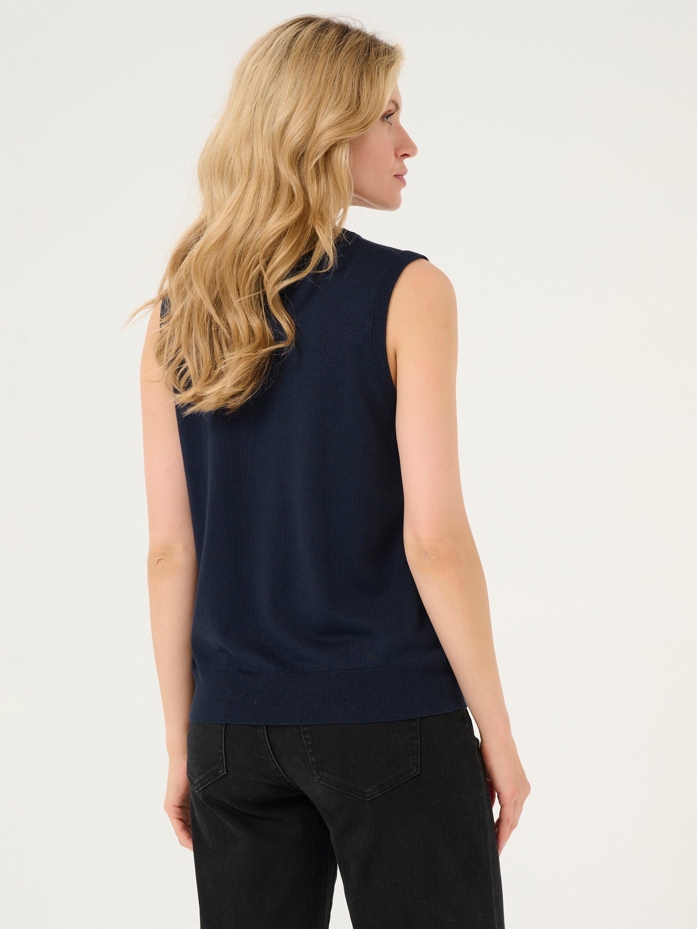 Product image 2 of 6, which shows KAFFE Lizza Sleeveless Knit Top, Midnight Marine, XS