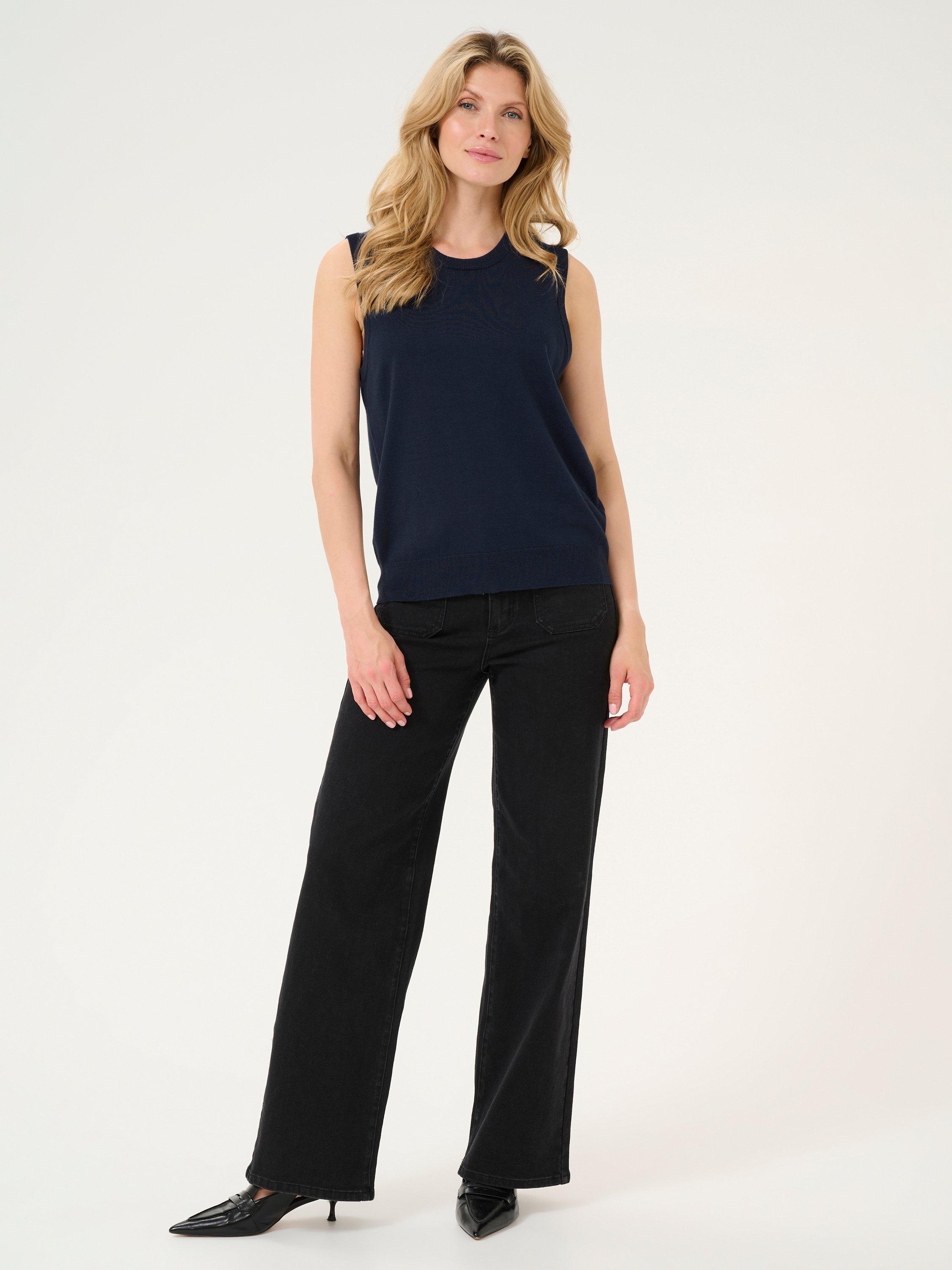 Product image 3 of 6, which shows KAFFE Lizza Sleeveless Knit Top, Midnight Marine, XS