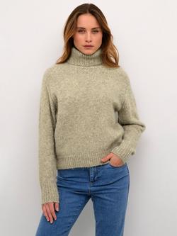 KAFFE Trina Roll Neck Wool Blend Jumper, Feather Grey Melange, Feather Grey Melange
