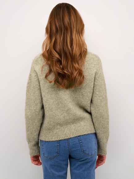 KAFFE Trina Roll Neck Wool Blend Jumper, Feather Grey Melange - view 2, Feather Grey Melange