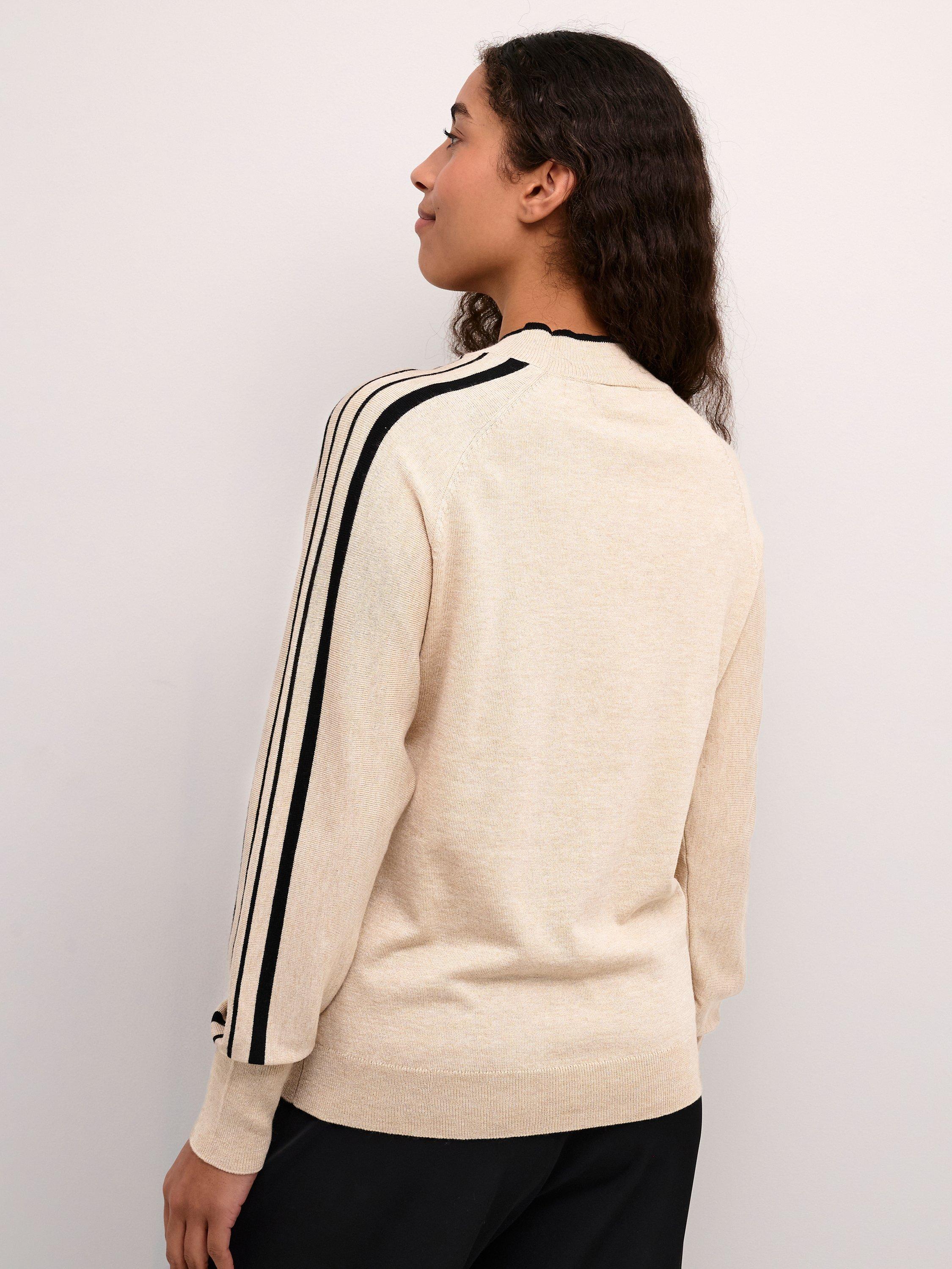 Product image 2 of 5, which shows KAFFE Henriette High Neck Jumper, Beige/Black, M