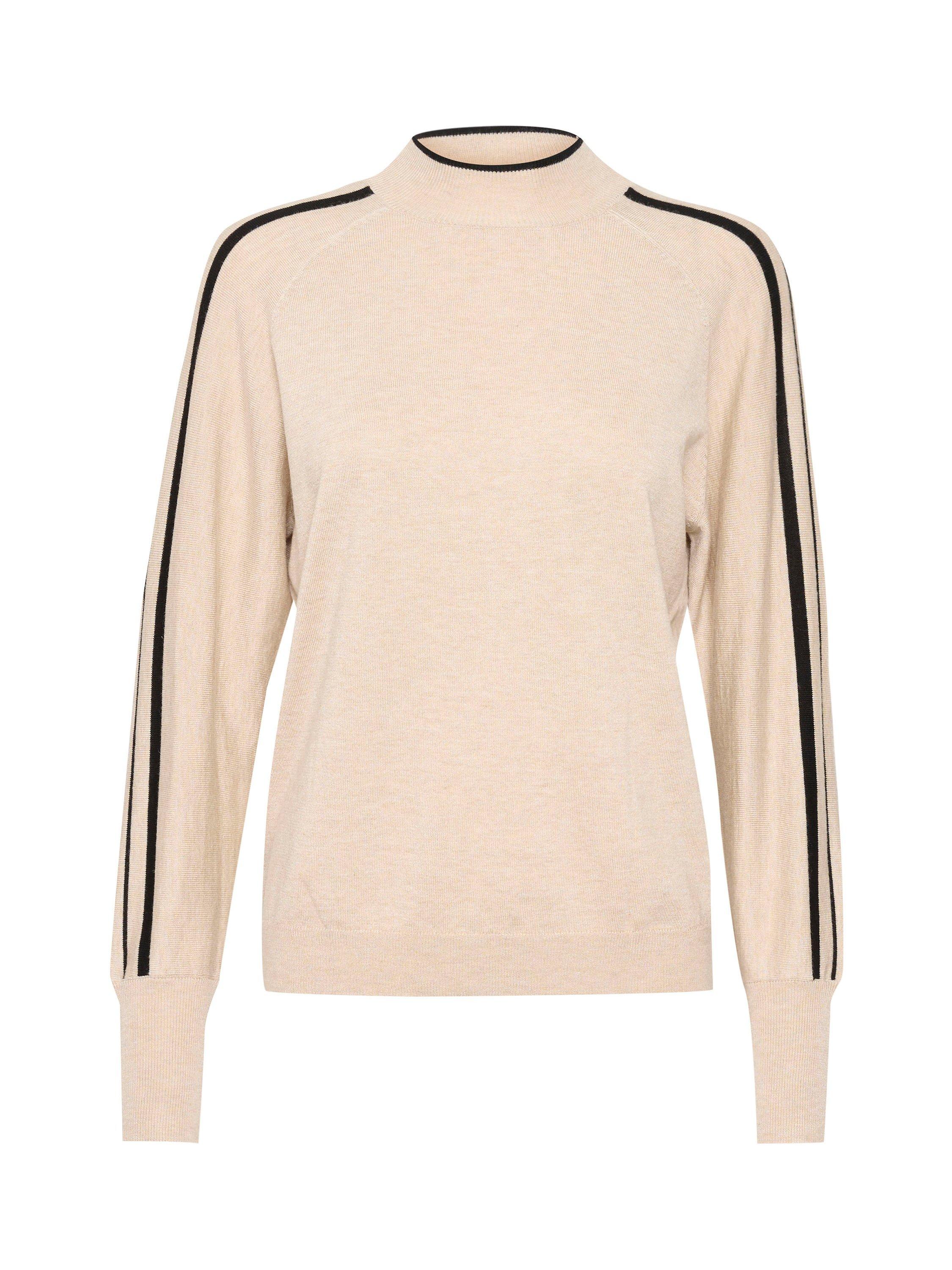 Product image 4 of 5, which shows KAFFE Henriette High Neck Jumper, Beige/Black, M