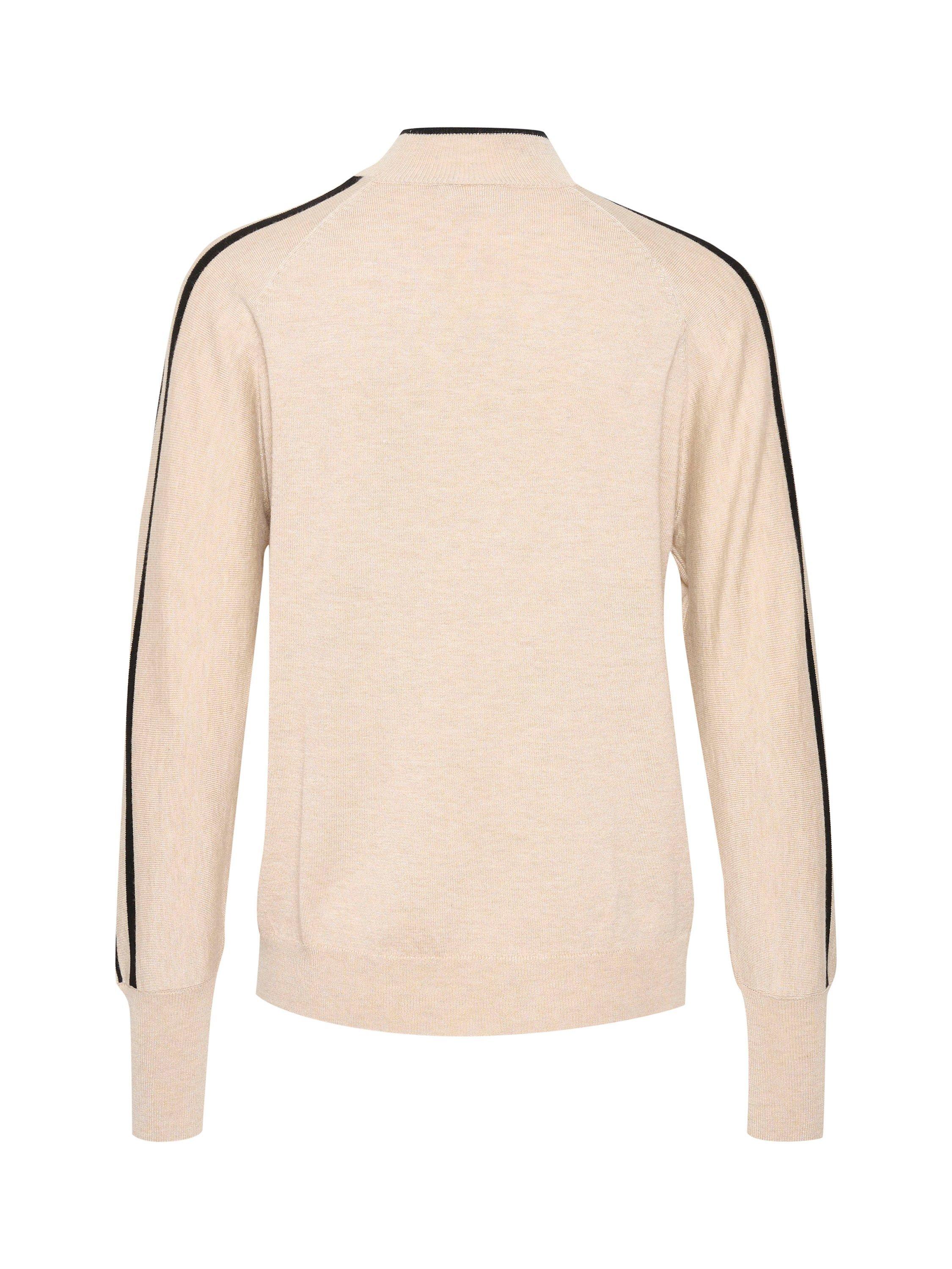 Product image 5 of 5, which shows KAFFE Henriette High Neck Jumper, Beige/Black, M