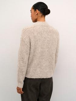 KAFFE Ane Wool Blend Cardigan, Brown Melange - view 2, Brown Melange
