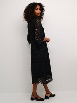 KAFFE Emilia Belted Lace Dress, Black, Black