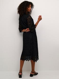 KAFFE Emilia Belted Lace Dress, Black - view 2, Black