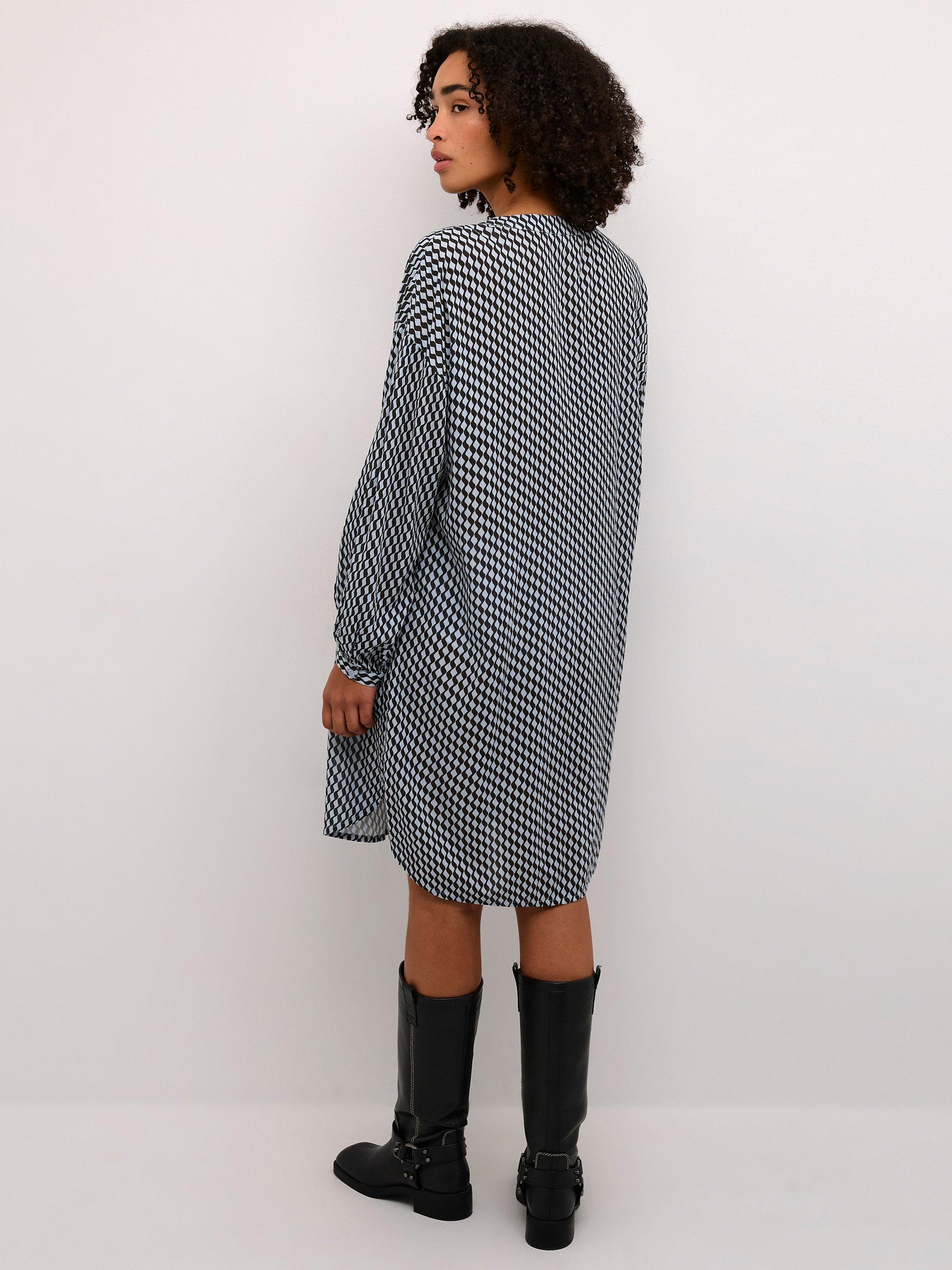 Product image 2 of 6, which shows KAFFE Amber Abstract Print Dress, Grey/Multi, 8