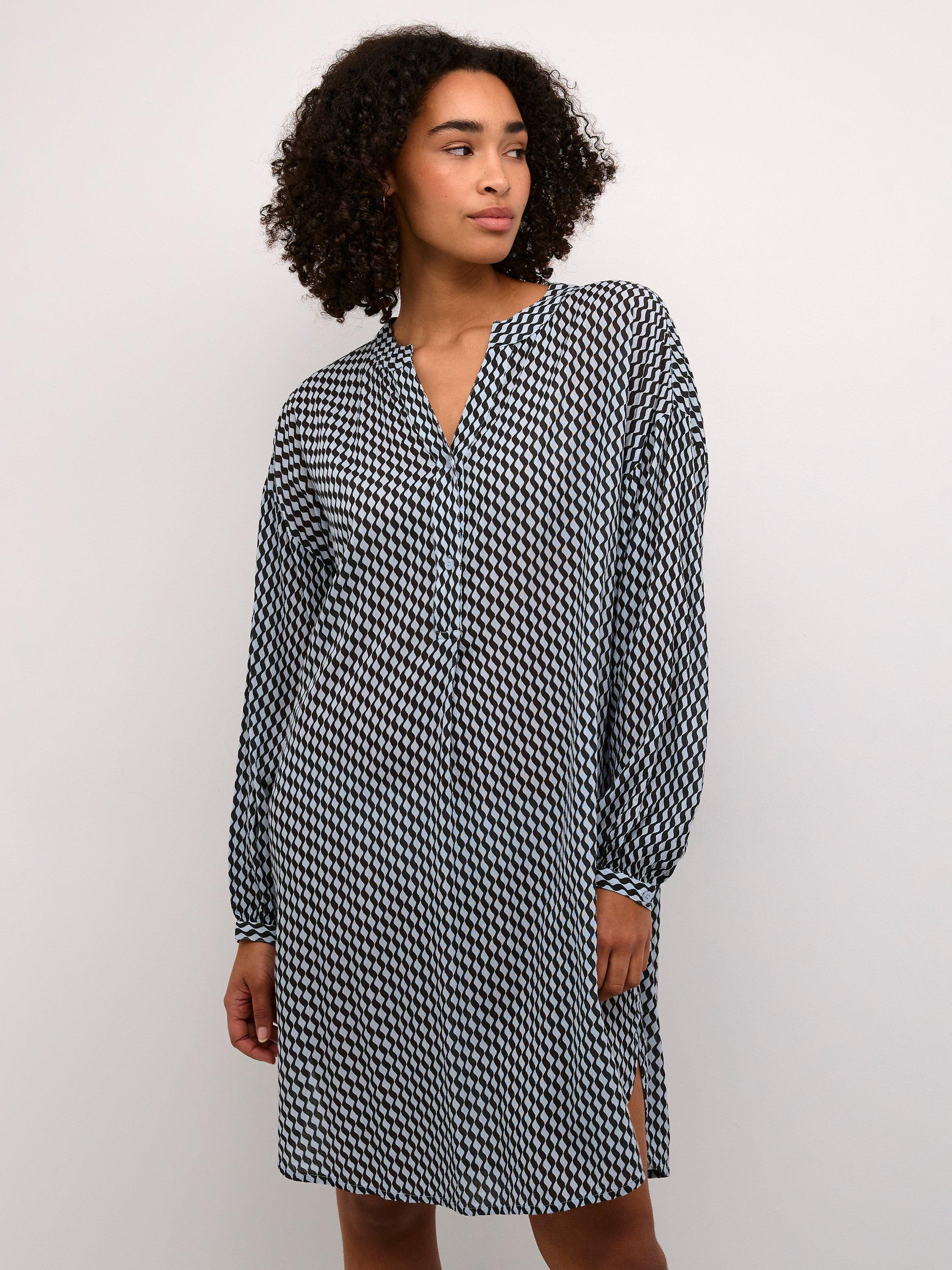 Product image 3 of 6, which shows KAFFE Amber Abstract Print Dress, Grey/Multi, 8