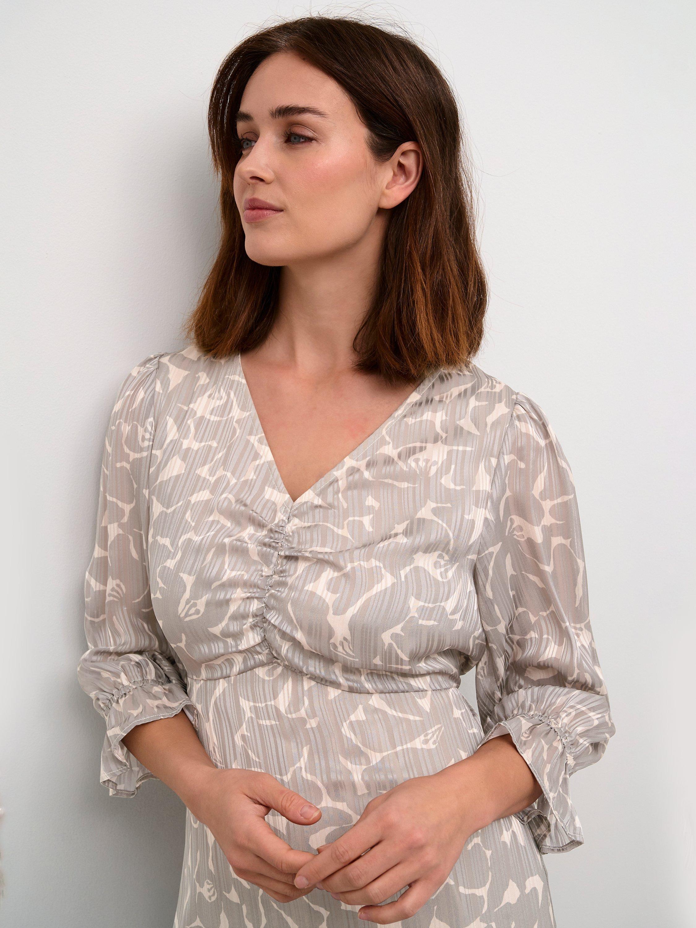 Product image 3 of 5, which shows KAFFE Emma V-Neck Midi Dress, Steeple Gray, 8